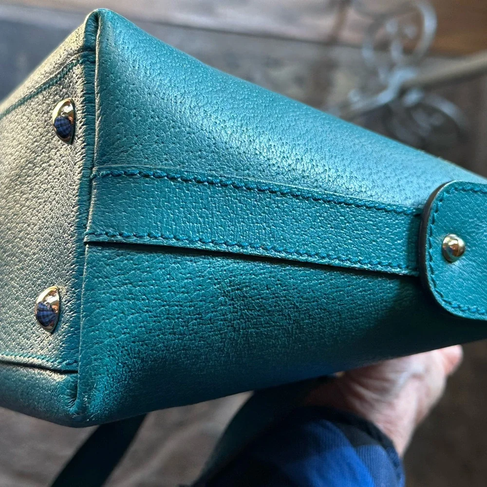 Gucci Teal Calf Leather Boston Bag Made in Italy. Comes with COA
